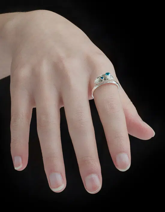 Wavelet Ring with Two Gemstones - Image 2