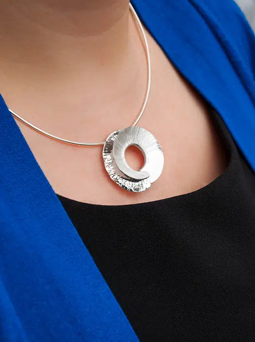 Statement Silver Fold Pendant (Right-Over-Left) - Image 3