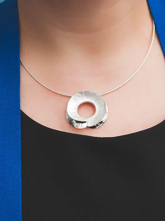 Statement Silver Fold Pendant (Right-Over-Left) - Image 2