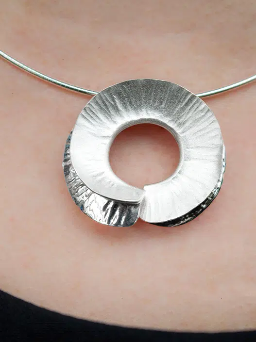 Statement Silver Fold Pendant (Right-Over-Left) - Image 4
