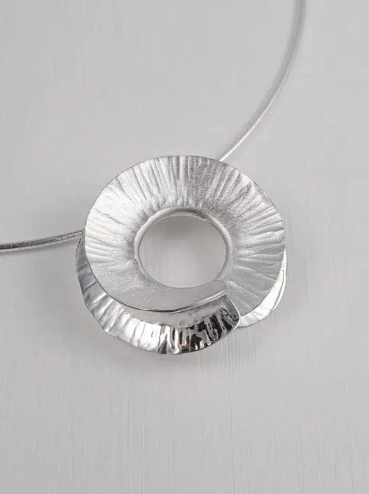 Statement Silver Fold Pendant (Right-Over-Left) - Image 5