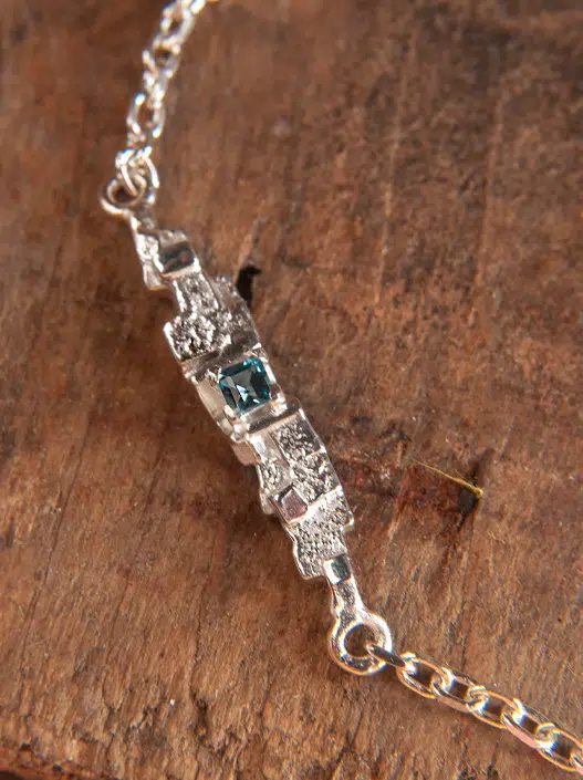 Narrow Barrier Bracelet with London Blue Topaz - Image 3