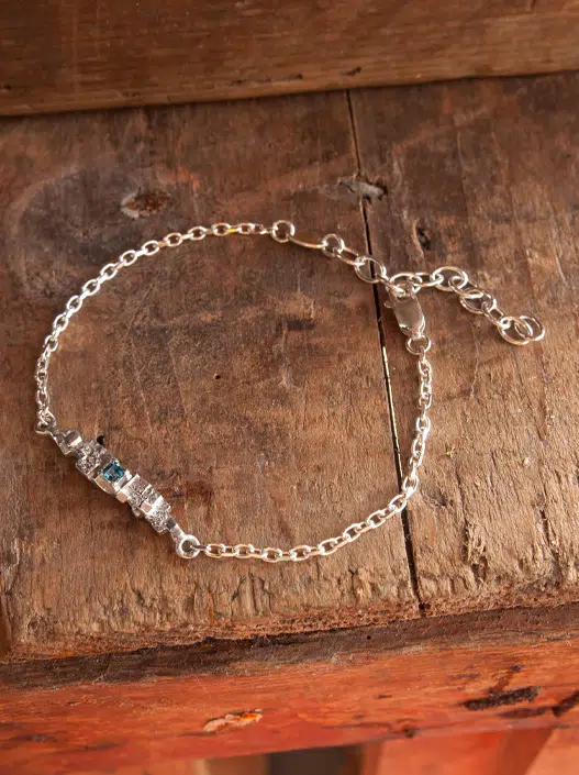 Narrow Barrier Bracelet with London Blue Topaz - Image 2