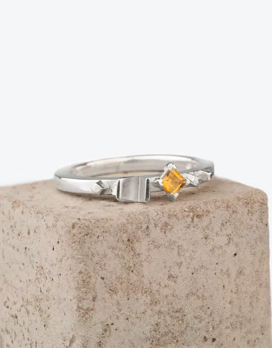 hand made ring with gemstone. Made by Zoe Davidson, Stromness, Orkney, Scotland