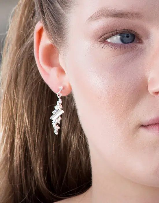 Modern Handmade earrings made in sterling silver by Zoe Davidson, Stromness, Orkney, Scotland