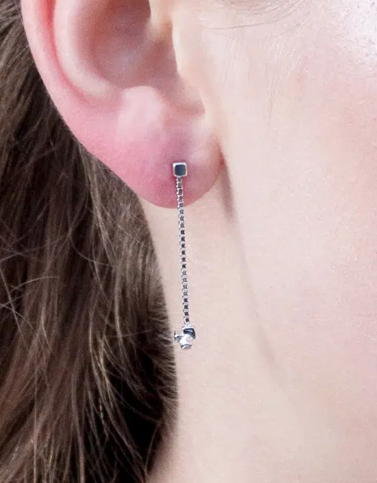 Long drop new designer earrings hand made by Zoe Davidson in Stromness Orkney, Scotland