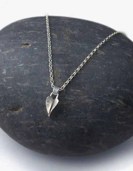 contemporary pendant, small wave sterling silver, designed by Zoe Davidson, Stromness, Orkney, Scotland