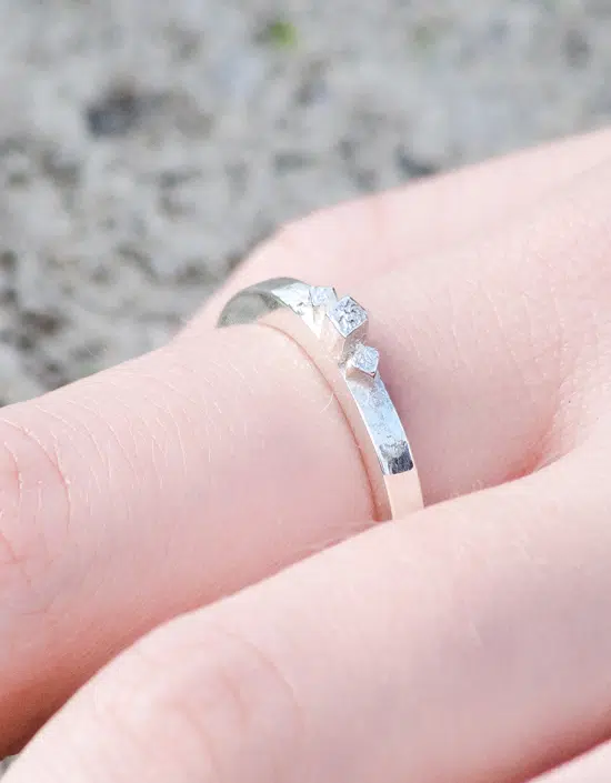 new designer ring made in Sterling silver by Zoe in Stromness, Orkney, Scotland