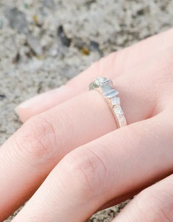 modern silver ring inspired by the churchill barriers in Orkney, Scotland