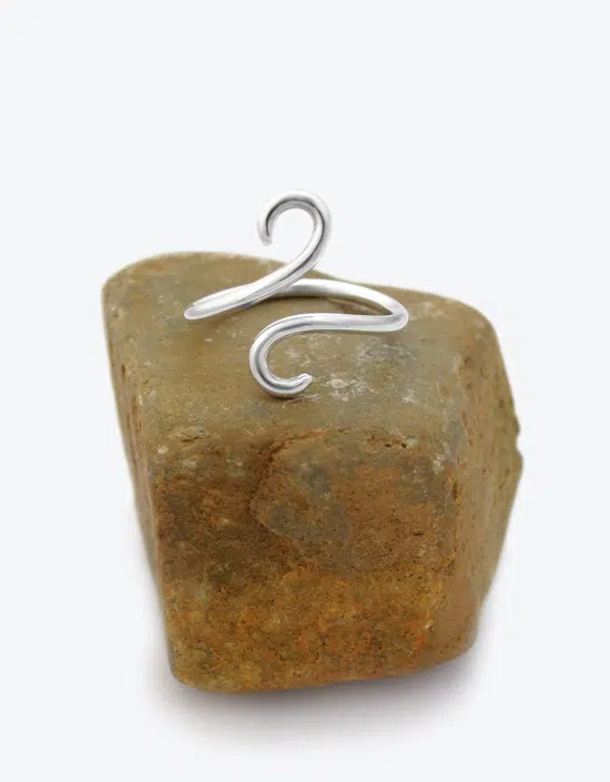 designer ring made of silver with swirls. Designed by Zoe Davidson, Stromness, Orkney.