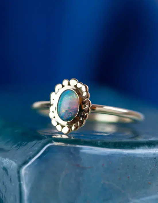 Designer Black Opal 9ct Gold Ring by Zoe Davidson