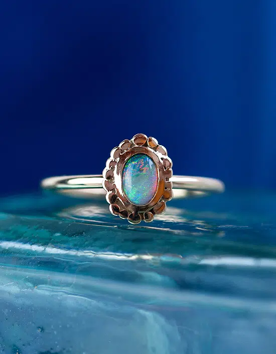 Designer Black Opal 9ct Gold Ring by Zoe Davidson