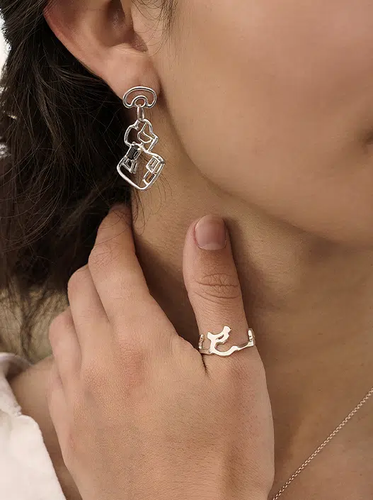 Citrine and London Blue Topaz Skara Brae gemstone earrings and House 1 Ring in Silver by Zoe Davidson Jewelley, Stromness, Orkney, Scotland